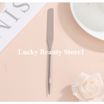 E3PH / Stainless Steel Dual Heads Makeup Toner Spatula With PU Bag Mixing Stick tongkat Spatula Makeup Pencampur Foundation Bahan Stainless Steel