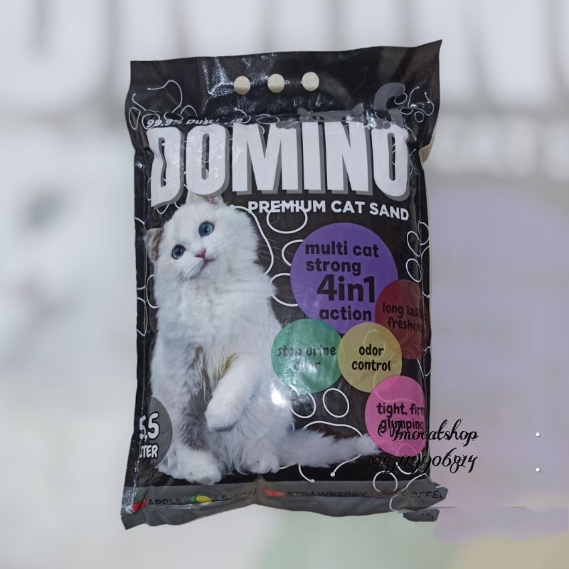 Domino cat sand pasir kucing gumpal wangi murah