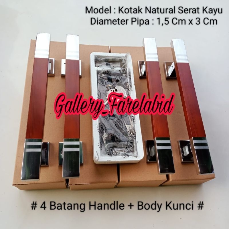 Handle Pintu Rumah Stainless Steel 60 Cm Set Kunci Gagang Pintu Minimalis 45 Cm Pegangan Tarikan Pintu Kupu Tarung 33 Cm