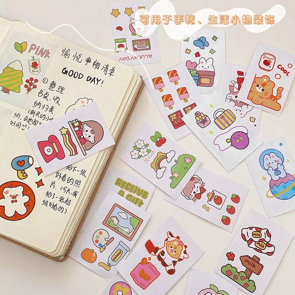 KAWAI BUKU STIKER CATATAN SEKOLAH HIASAN DIARY AESTHETIC ANTI AIR STIKER BOTOL MINUM