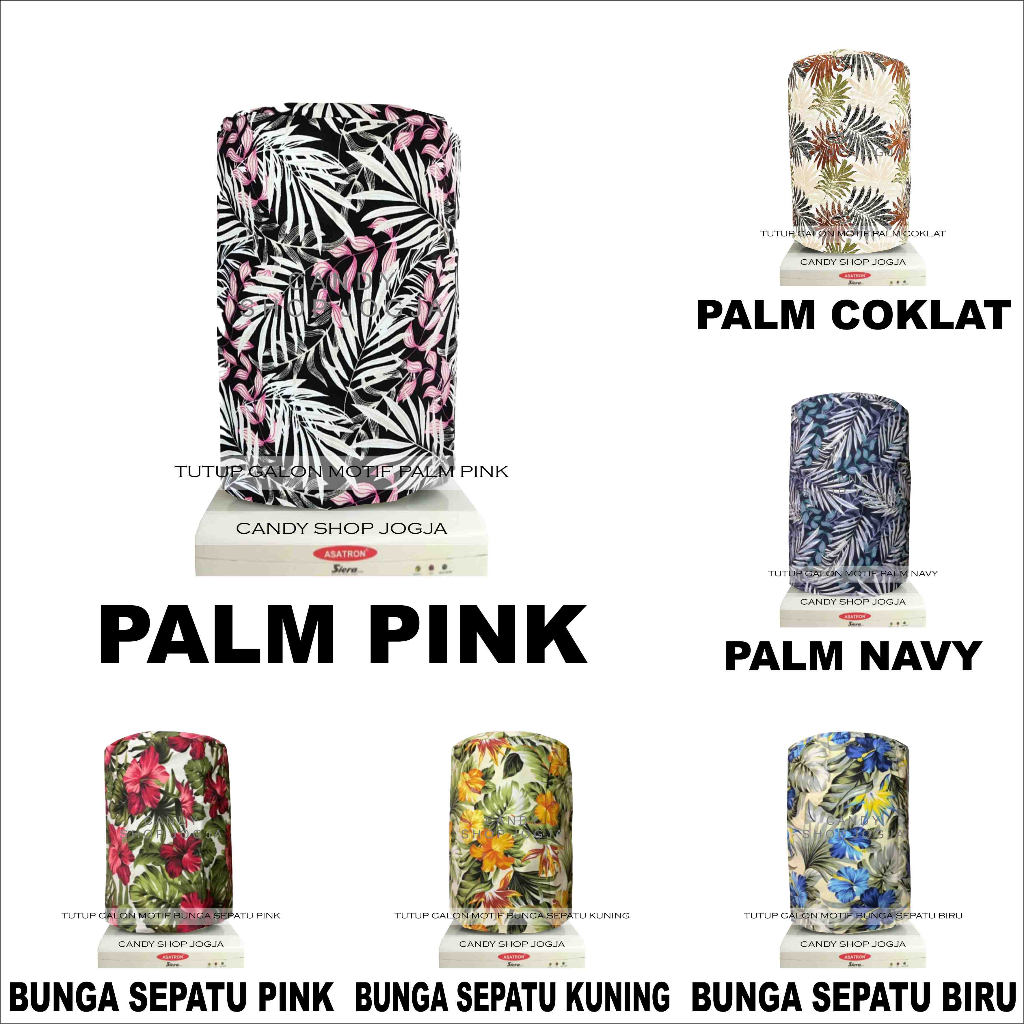 COVER GALON KANVAS / TUTUP DISPENSER / SARUNG GALON - MOTIF PALM PINK