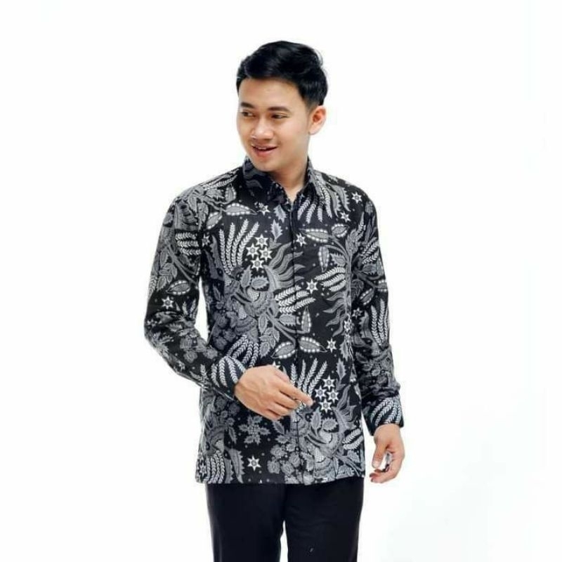 Batik Pria Motif Burung Murai Lengan Panjang Terlaris