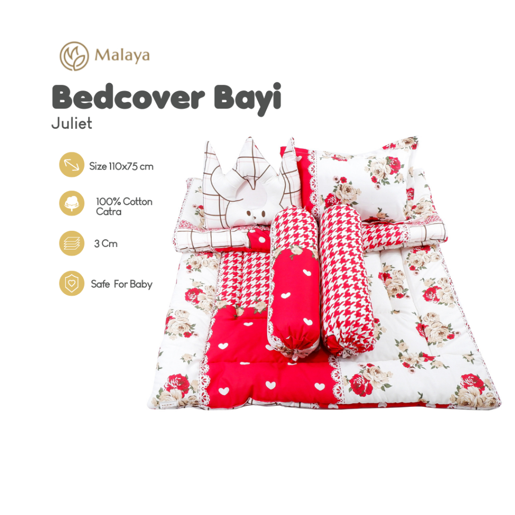 MALAYA BABY -Bedcover bayi set 2 bantal 2 guling | Katun Catra