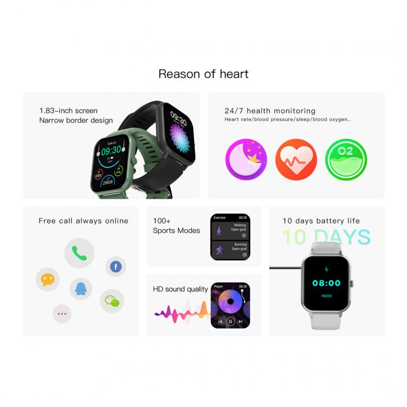 ZL54C Smartwatch Bluetooth Call Watch For Man Sports Fashion Touch Screen Heart Rate Monitoring 1.83'' Large Display