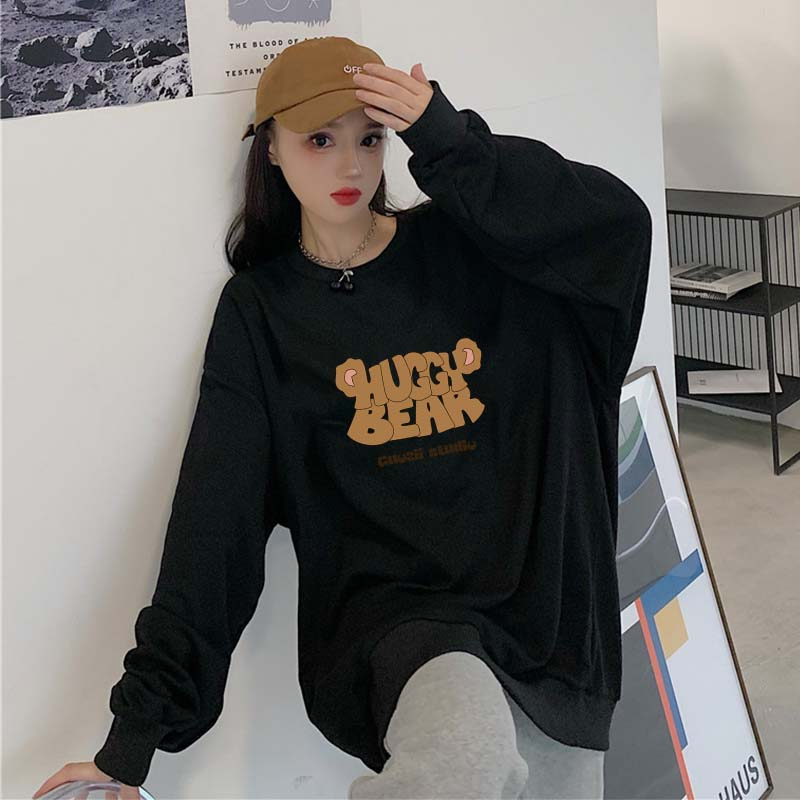 Cartoon Letter Cartoon Sweter Wanita Korean Style Sweater Couple Oversize/atasan kaos wanita lengan panjang