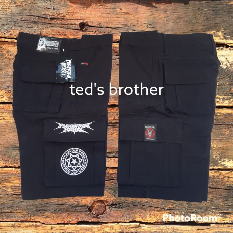 cargo pendek prapatan rebel bandung original bintang putih.cargo pendek pria.kempol metal