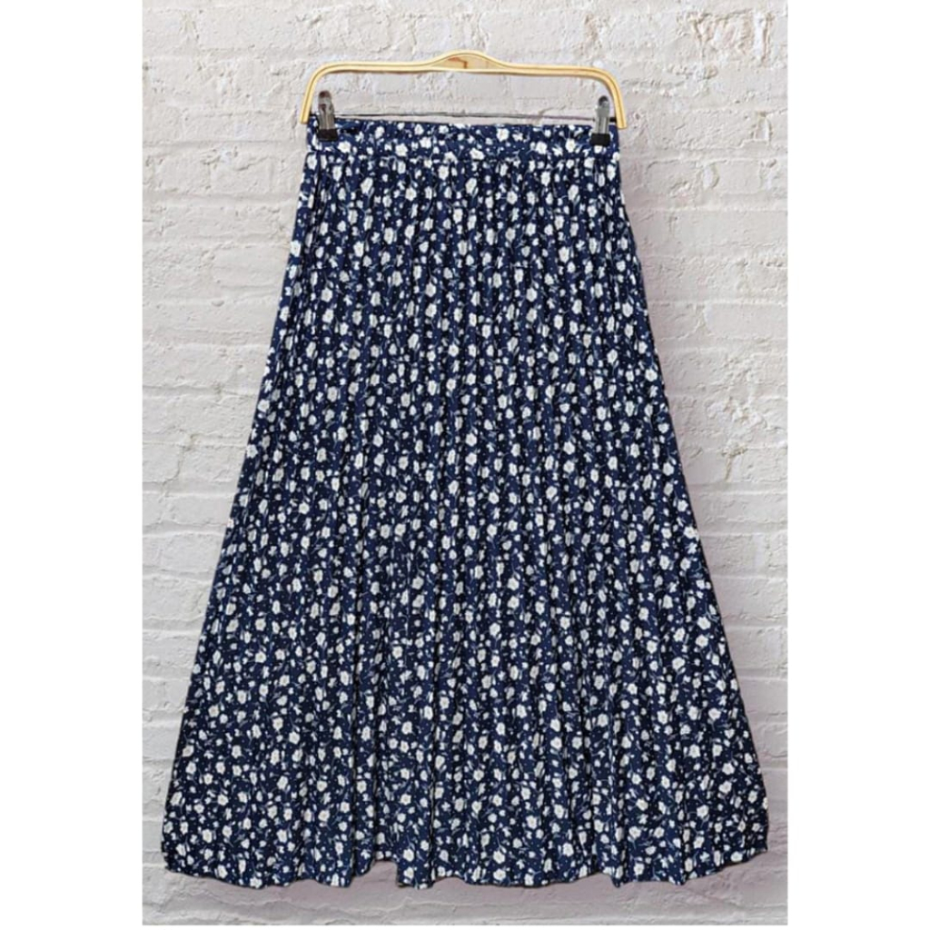 [ D-01  ] Rok Plisket Payung / Rok Plisket mayung Muslim motif BUNGA KERTAS PUTIH