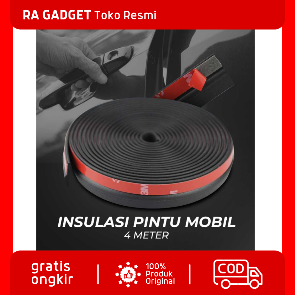 Insulation Seal Pintu Mobil 4 Meter / Lis List Seal Strip Pelindung Peredam Suara Pintu Mobil Depan 