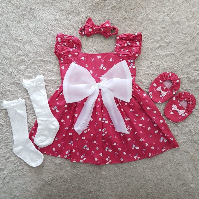 Little flower Bonnet set dress bayi
