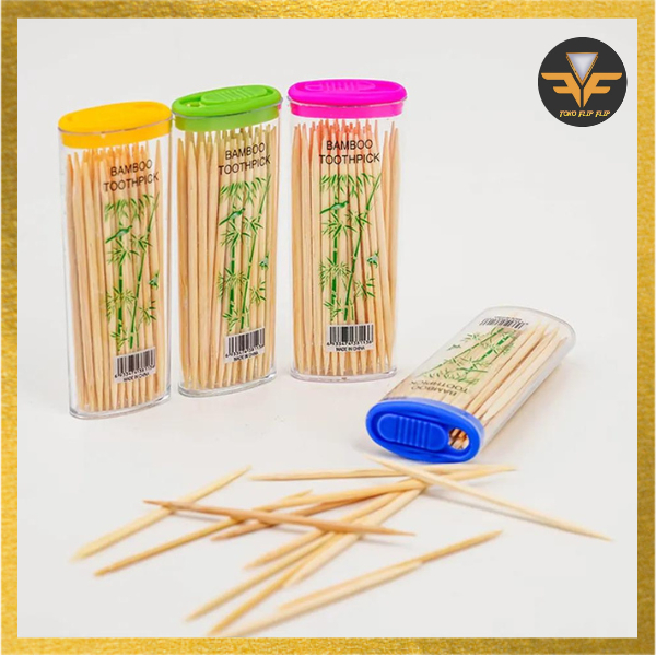 Tusuk Gigi Korek Bambu Portable Mini Higienis Model Saku Tas Praktis Toothpick Tusuk Gigi Bambu Kurang Lebih 50 Pcs Serbaguna TERMURAH TERLARIS