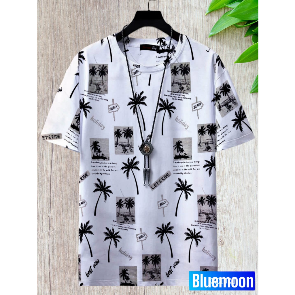 Kaos Distro Pria Printing /Motif Kelapa Abu / Motif Daun Hijau / Motif Sepatu Size M L XL Kaos Print