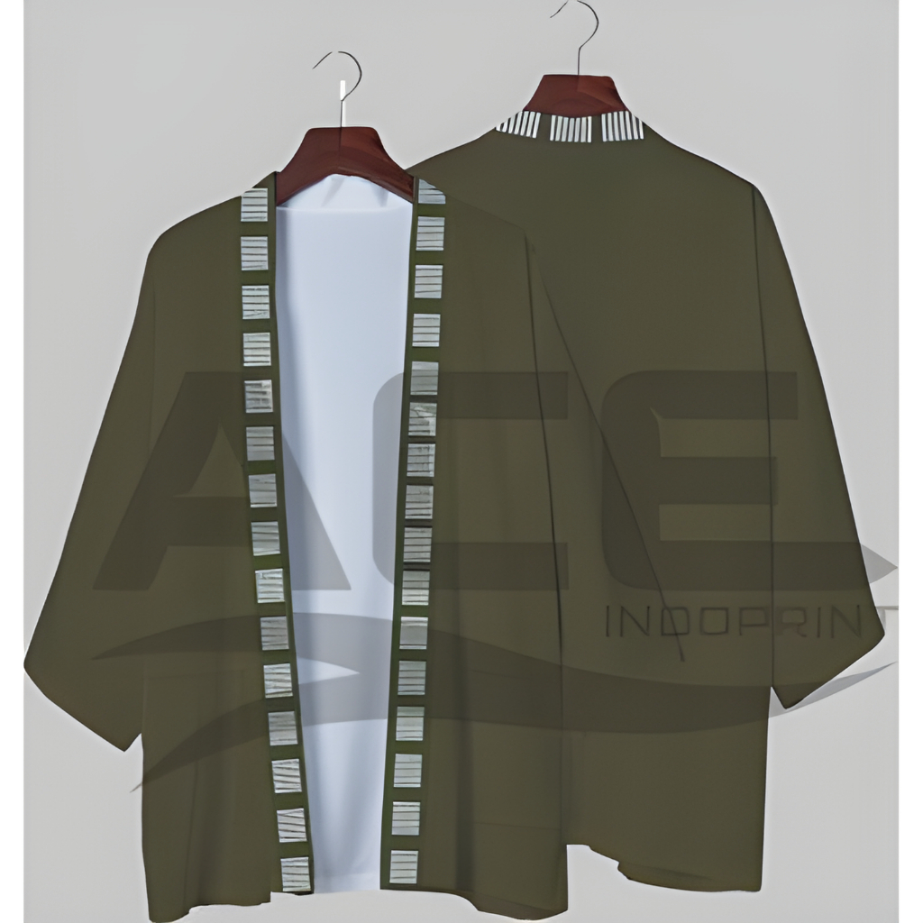 Outer Unisex Batik Ace Kimono - Premium - Army PRIA DAN WANITA