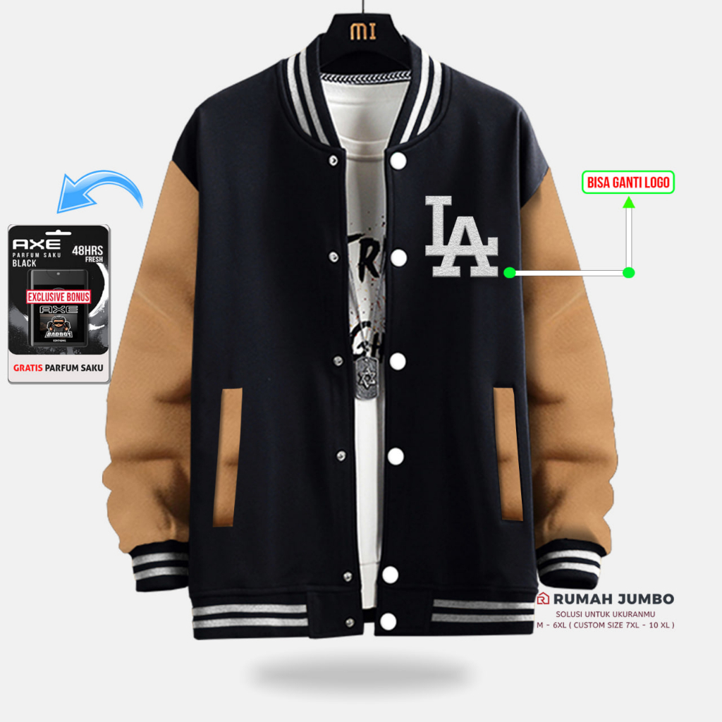 Jaket Bomber Varsity Baseball LA Oversize (M - 6XL) Jaket Custom