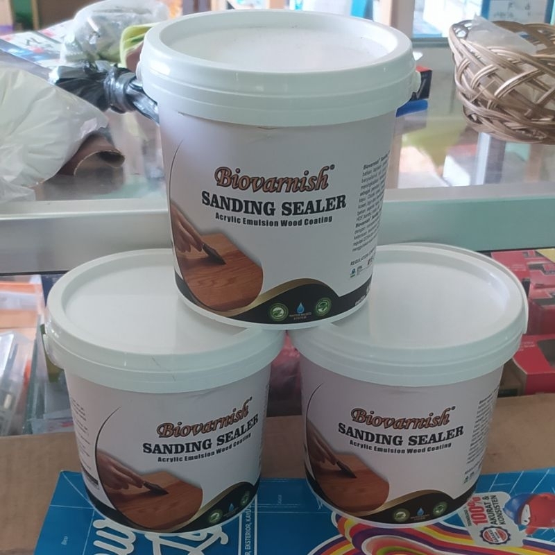 CAT PELAPIS KAYU SANDING SEALER WATERBASED BIOVARNISH UNTUK KAYU