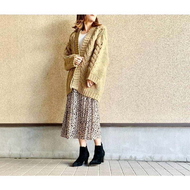 GU Uniqlo Pleated Long Leopard Skirt