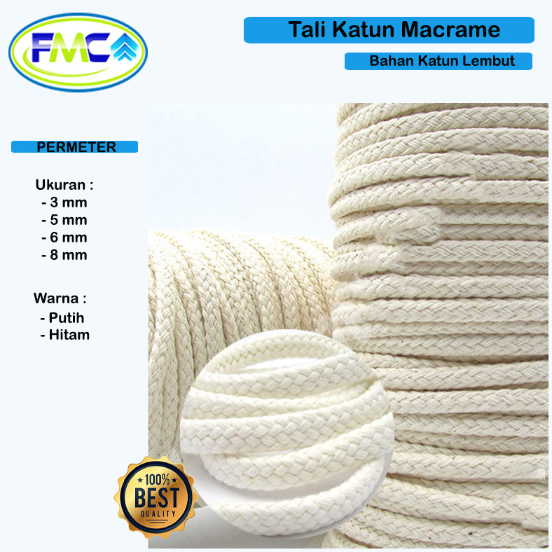 Tali katun Bahan kain Halus Lembut 3mm 5mm 6mm 8mm Tali Tas Selempang Dekorasi Aksesoris DIY Kepang Gantungan Kreasi dll