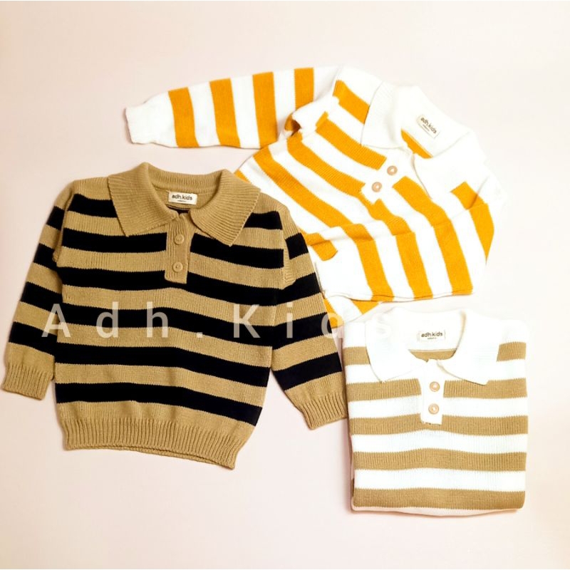 Sweater polo anak knit stripe 1 - 4 years | Sweater rajut anak