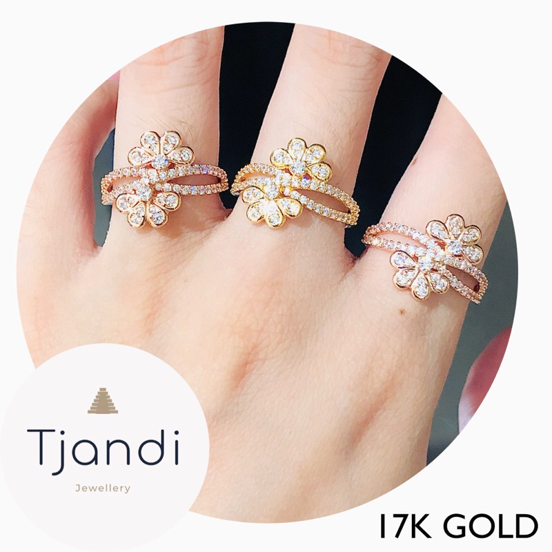 Cincin Emas 17K Model Bunga