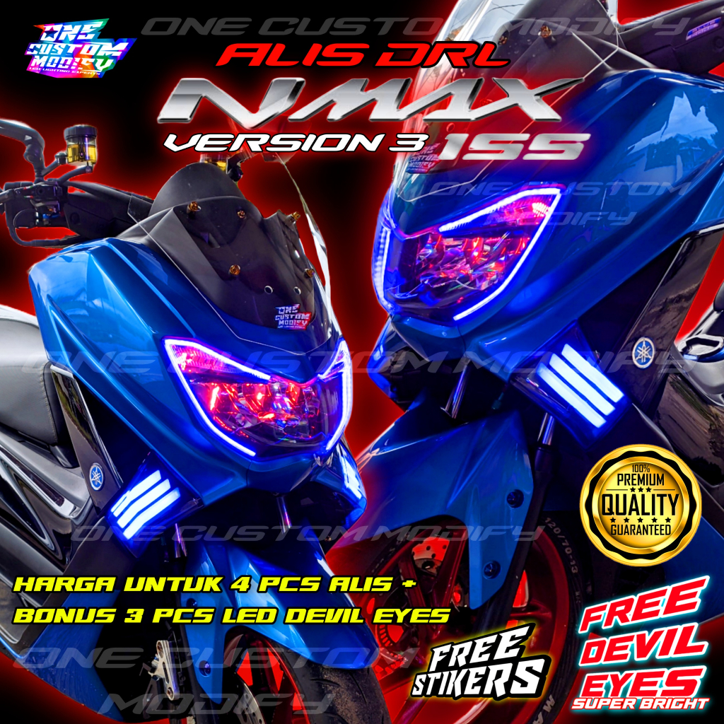 LAMPU ALIS LED DRL NMAX BONUS DEVIL/DEMON EYES HEADLAMP ONE CUSTOM MODIFY