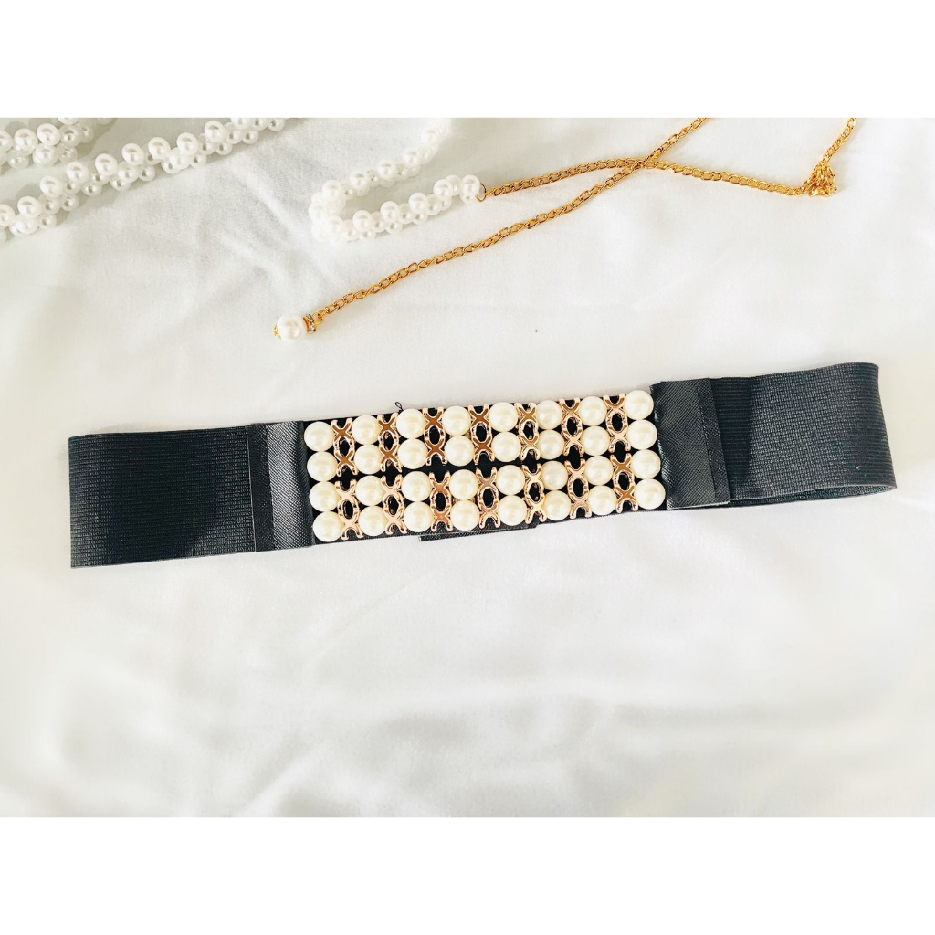 Lx Ikat Pinggang Belt Karet Mutiara 7 baris