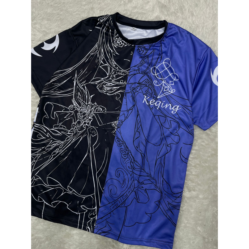 Jersey Keqing Two Tone Fullprint Genshin Impact Waifu Sejuta Umat Game Anime Gaming Premium Unisex