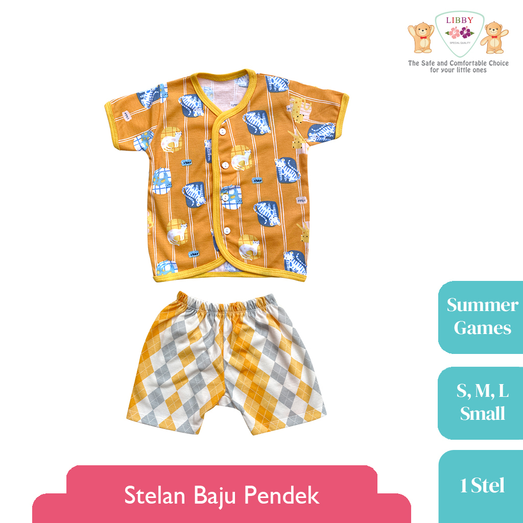 LIBBY Stelan Baju Pendek Anak Kecil Motif Summer Games Baby Collection