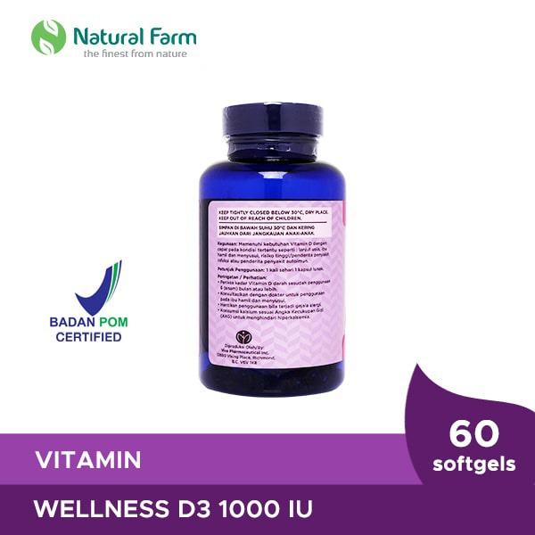 WELLNESS VIT D3 1000 I.U / 60 SOFTGELS