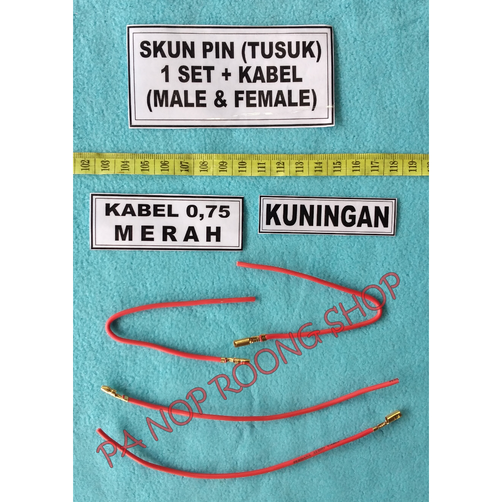 SKUN PIN BULAT ( TUSUK ) 1 SET + KABEL ( MALE DAN FEMALE ) MERAH
