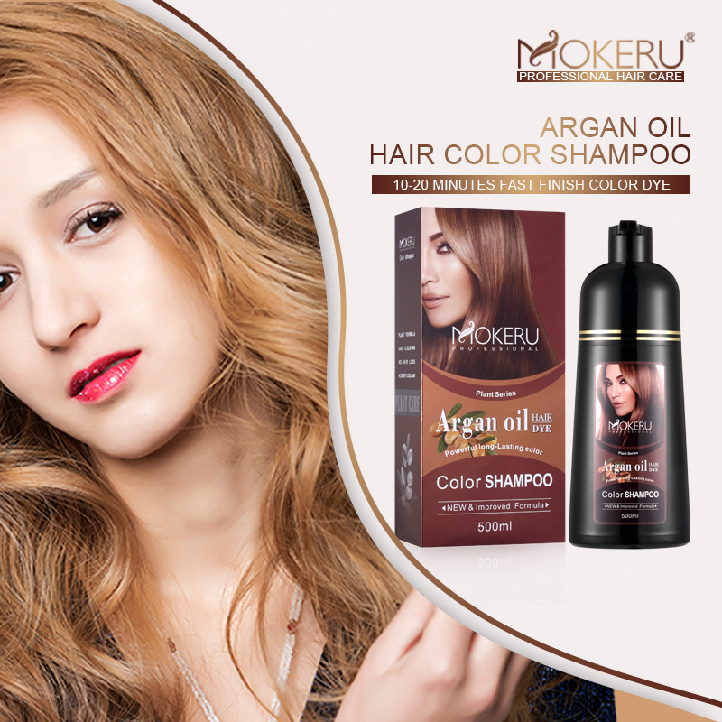 Original Mokeru Shampoo Argan Oil / Shampoo Semir Pewarna Rambut Herbal Alami 500ml Black/Dark Brown Hair Dye Shampoo