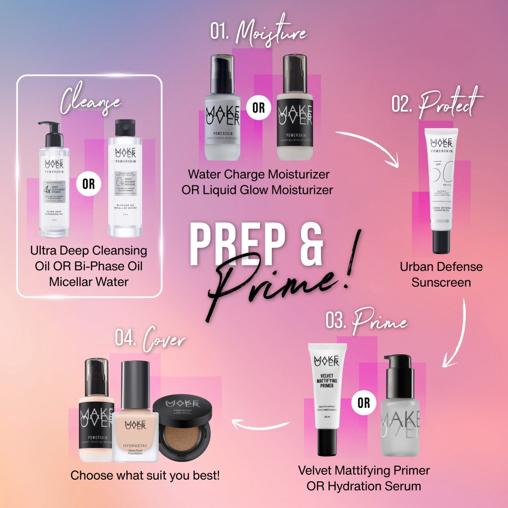 MAKE OVER Powerskin Urban Defense Sunscreen Indonesia / 40ml / SPF 50 PA++++ / Invisible No White Cast On All Skin Tone / Smooth Healthy Zero Whitecast On All Skintone Shield / Sunblock Protection / Cosmetic Makeup Series / Micellar Cleansing Moisturizer