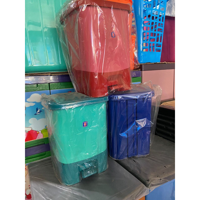 READY STOCK ✅ Twin Pan Tempat Sampah + Pijakan Kaki Buka/Tutup