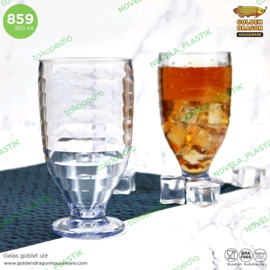 Gelas Goblet Ulir 859 ( 350 Ml ) - Golden Dragon