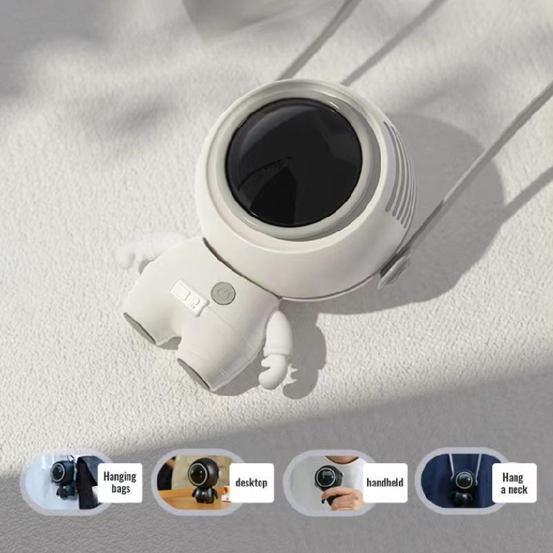 USB Kipas Angin Leher 4in1 Baju Astronot Gantung Mini fan Bladeless Fans Portable Mini Ac Outdoor Sprot Untuk Pelajar Perempuan Mini Astronaut Leafless Halterneck Fan