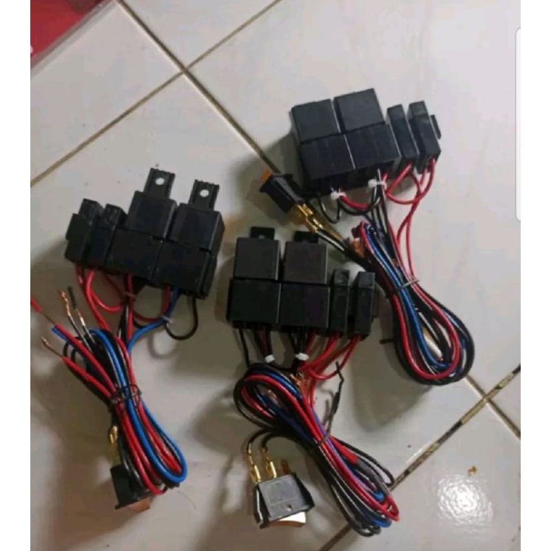 rilay relay kabel set lampu tembak sorot led mobil motor rilay tambahan control positive relay set l