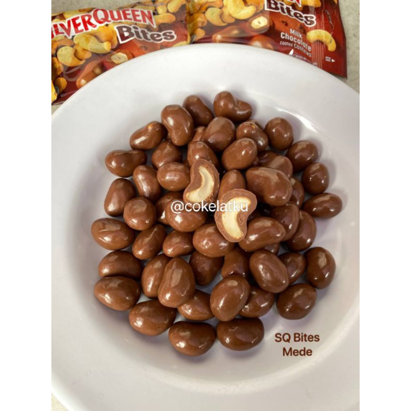 

Coklat Silverqueen Bites Almond, Mede, Dark Mede