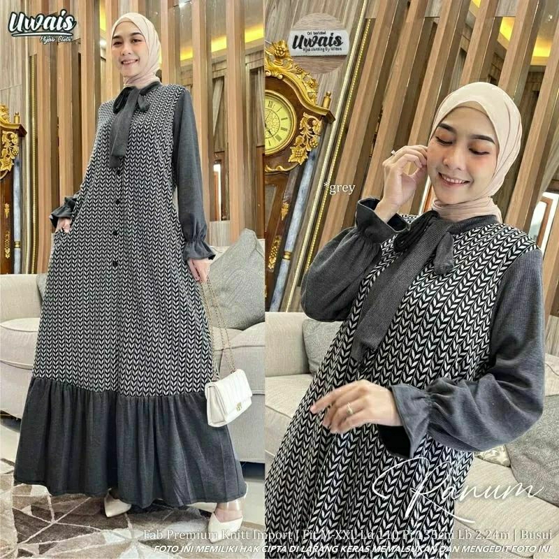 Ranum Maxy, GAMIS WANITA MUSLIM CANTIK MODIS FIT XXL LD 110-120 BAHAN PREMIUM KNIT IMPORT KANCING AKTIF TERMURAH OOTD KEKINIAN TERLARIS