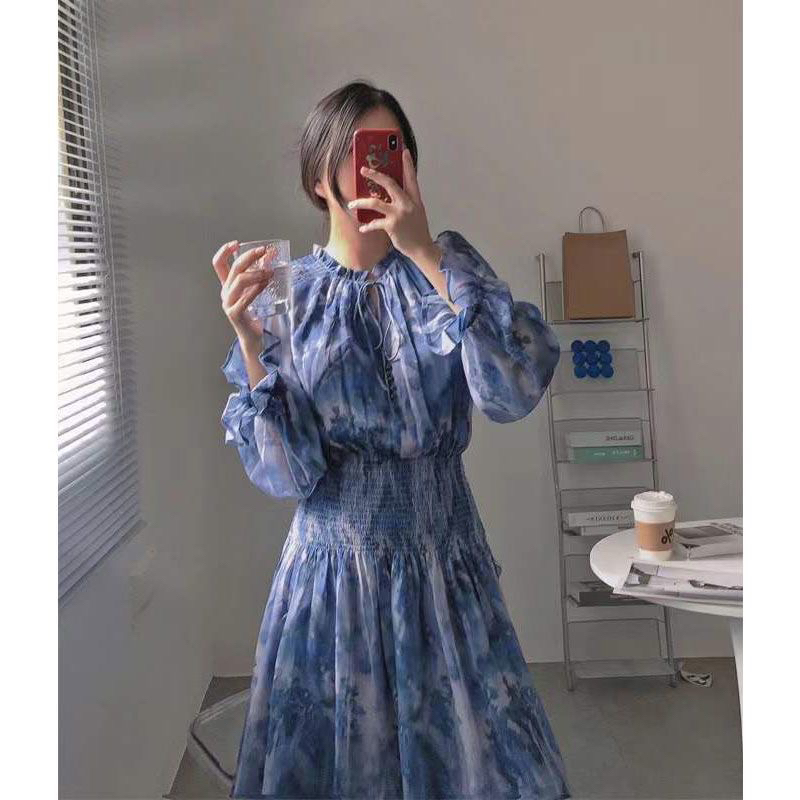 Lonh Skirt Royal Lady Floral Dress Female Eary Spring M477