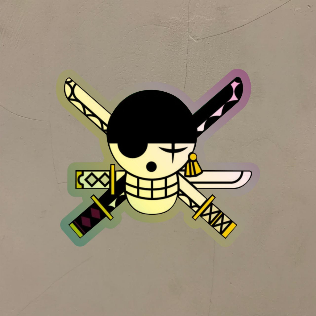 

Stiker Anime Hologram Logo Zoro One Piece 1 Case Hp dan Laptop 7 Cm