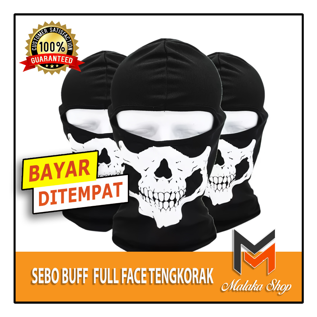 Sebo Buff masker full face motif tengkorak  penutup muka gambar tengkorak motif random tengkorak