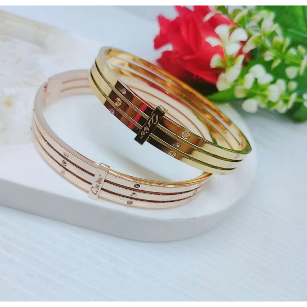 Gelang Titanium 3Susun Permata Perhiasan Wanita 653