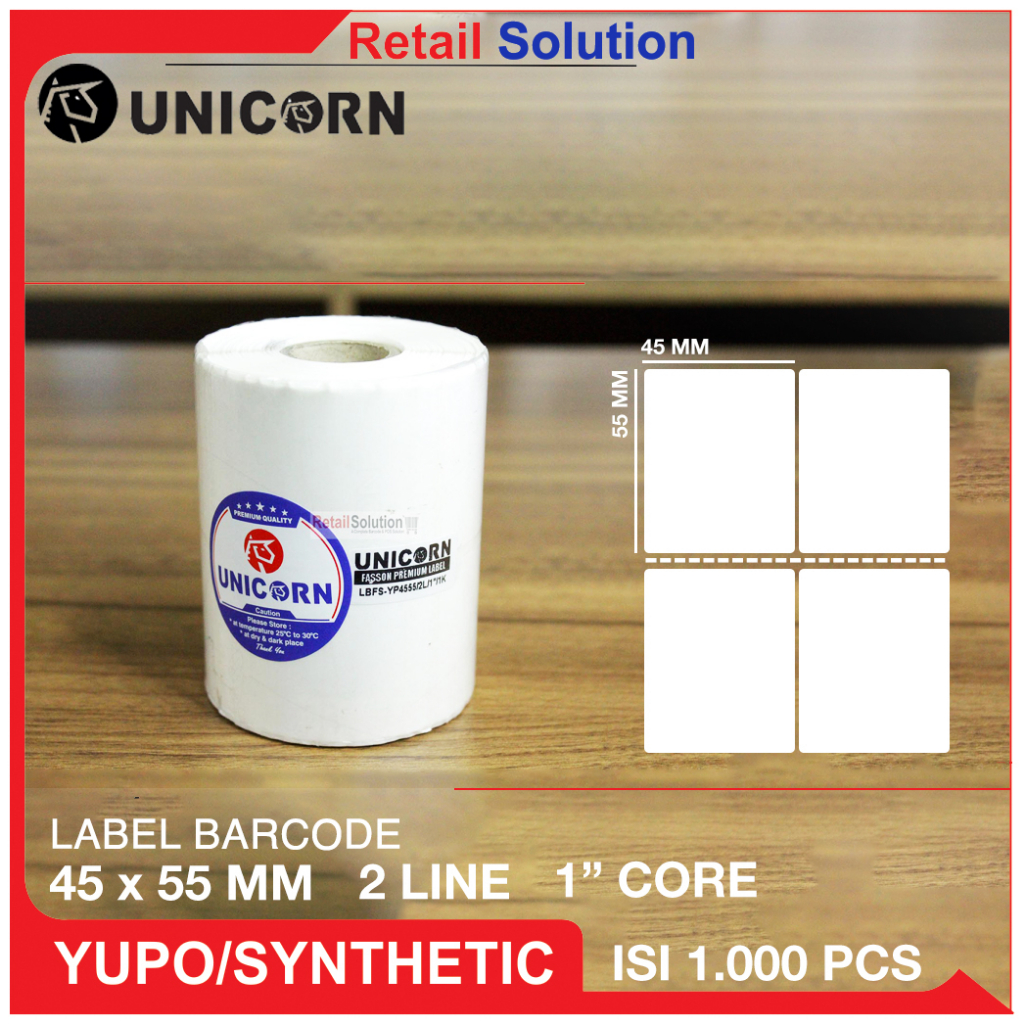 Stiker Barcode Label YUPO Synthetic - 45x55 mm / 45x55mm / 45 x 55 mm