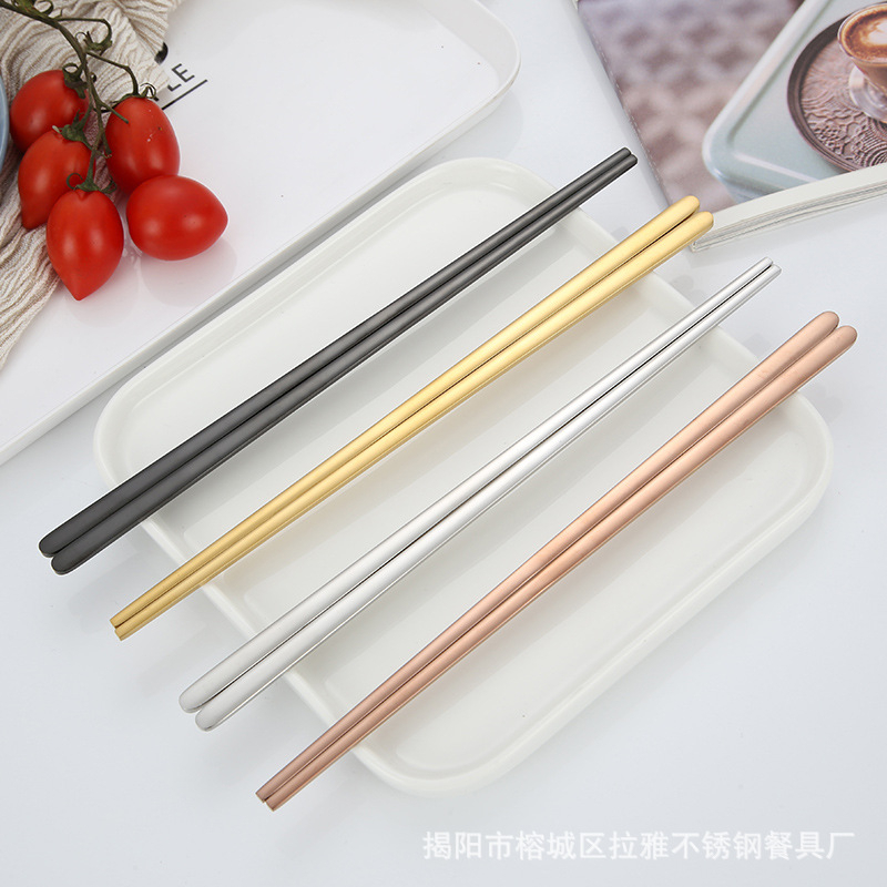 Sumpit lurus datar Korea 304 stainless steel Sumpit datar padat Korea sumpit China Chinesse food gold blue black silver premium elegan Chopstick reusable tebal