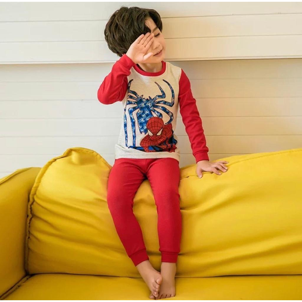 BAJU TIDUR ANAK UMUR 1 SAMPAI 10 TAHUN MOTIF SUPER HERO SPIDERMAN BAJU ANAK LAKI LAKI / PEREMPUAN