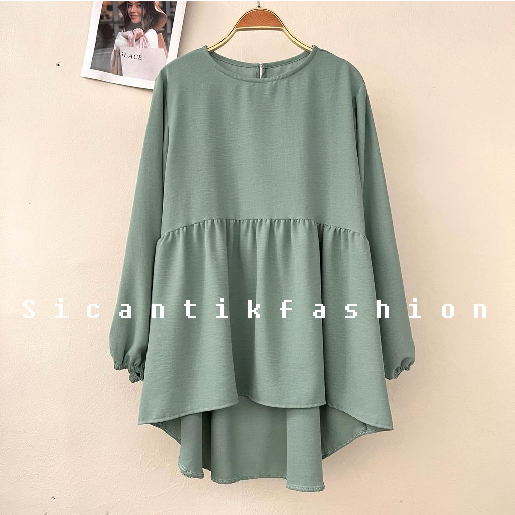 Kemeja Blouse Airflow // Atasan Wanita Korean Style // Kemeja Cewek Lengan Panjang