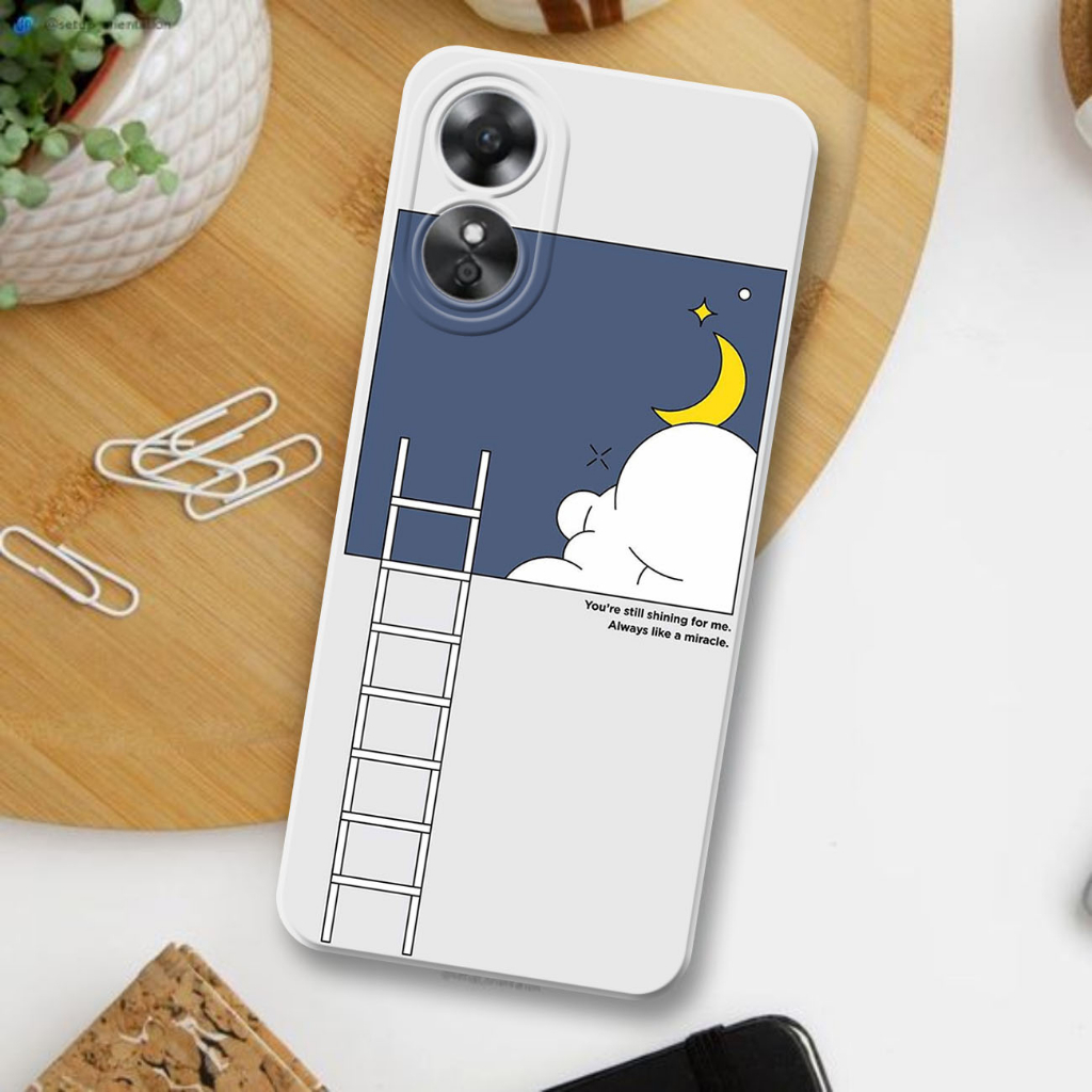 Case OPPO A17 2022 NEW - Moon Cute - Cassing OPPO A17 -  - Paling Laris Case Cewek Case Cowok  Case 