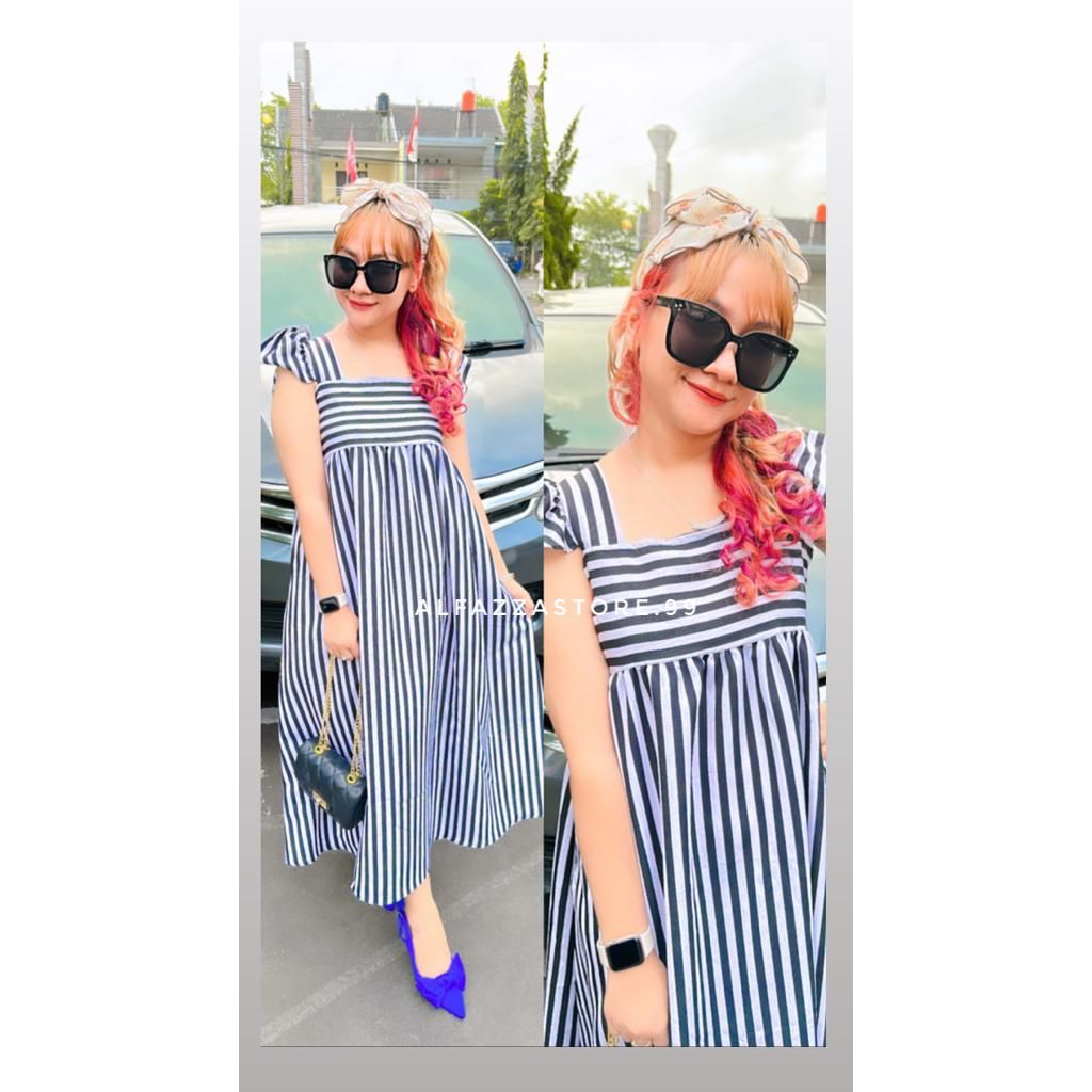 Long Summer Dress Ruffle Babydoll Motif Salur