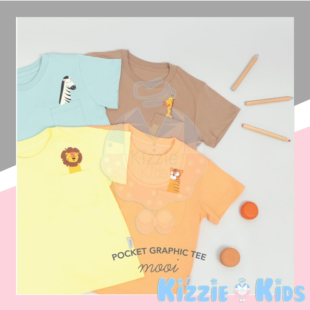 Mooi Kaos Anak Pocket Unisex Graphic Pocket Tee Atasan anak kaos