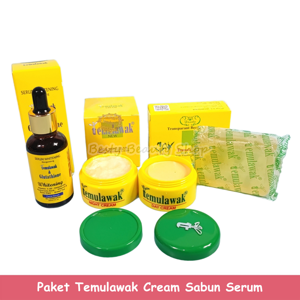 Paket Krim Temulawak Siang Malam Sabun dan Serum Temulawak Glutathione