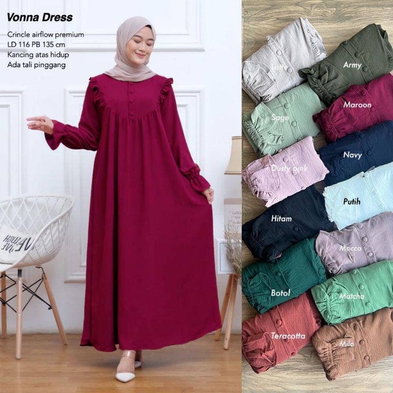 Gamis AirFlow Premium Terbaru - Vonna Dress //JF852