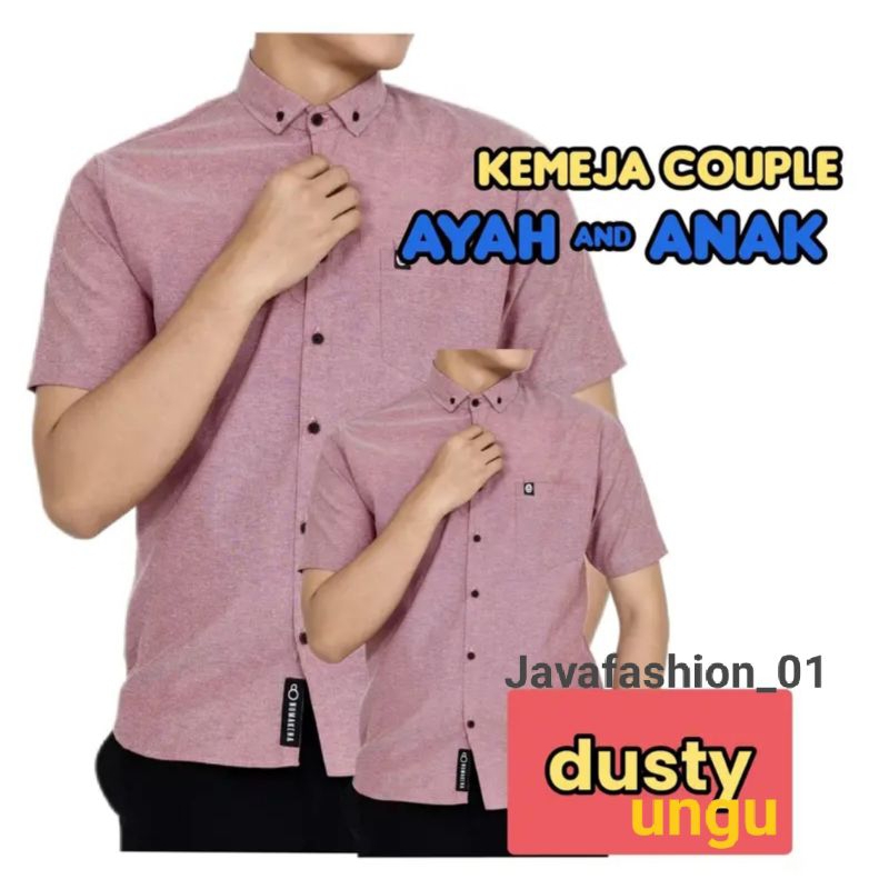 Kemeja polos copel Couple ayah dan Anak warna dusty ungu purple